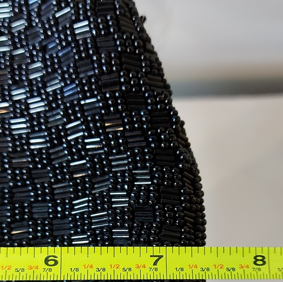 Beaded Evening Bag, Vintage 50's, Black Micro Beaded Purse - Picture 8 of 9